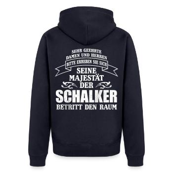 Majestät Schalker - Unisex Premium Bio Zip Hoodie - Navy - Hinten - Nico (187cm)