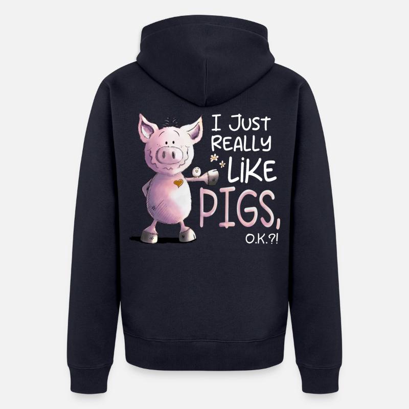 J’aime vraiment les cochons cochon - Veste à capuche bio Premium Unisexe - bleu marine