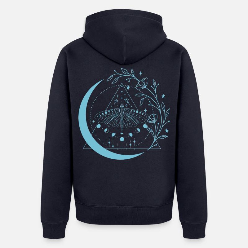 Fleurs de lune de mite - Veste à capuche bio Premium Unisexe - bleu marine