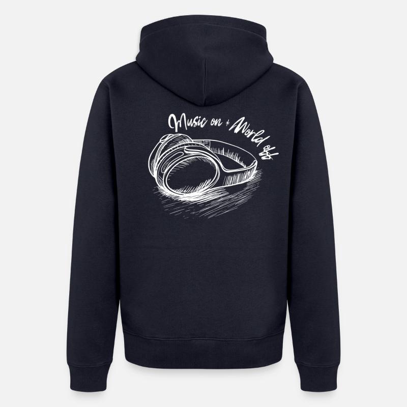 Musique activée - World Off - Veste à capuche bio Premium Unisexe - bleu marine