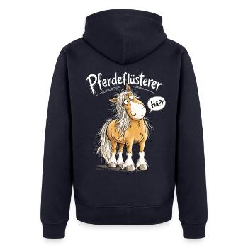 Pferdeflüsterer I  Lustiger Pferde Spruch Pferd - Unisex Premium Bio Zip Hoodie - Navy - Hinten - Nico (187cm)