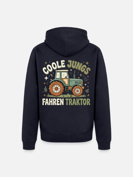Coole Jungs fahren Traktor - Unisex Premium Bio Zip Hoodie - Navy