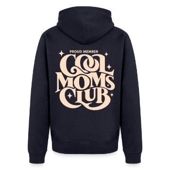 Cool Moms Club - Unisex Premium Bio Zip Hoodie - Navy - Hinten - Nico (187cm)