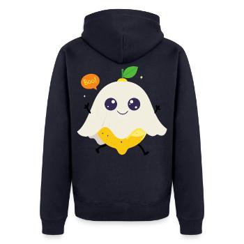 Süßer Zitronengeist - Unisex Premium Bio Zip Hoodie - Navy - Hinten - Nico (187cm)