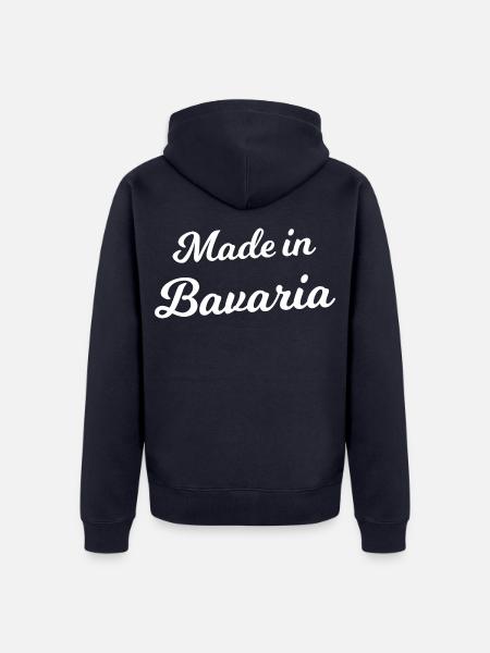 Bayern Schriftzug: Made in Bavaria - Unisex Premium Bio Zip Hoodie - Navy