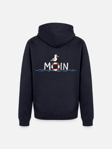 Moin Spruch Möwe Rettungsring Maritim - Unisex Premium Bio Zip Hoodie - Navy