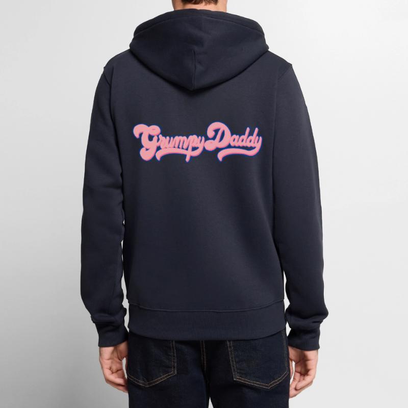 Grumpy Daddy Retro Script - Farbe "Bubble Gum" Unisex Premium Bio Zip Hoodie