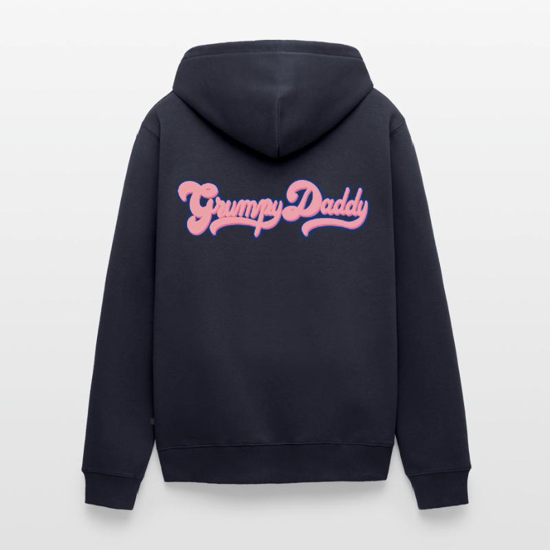 Grumpy Daddy Retro Script - Farbe "Bubble Gum" Unisex Premium Bio Zip Hoodie