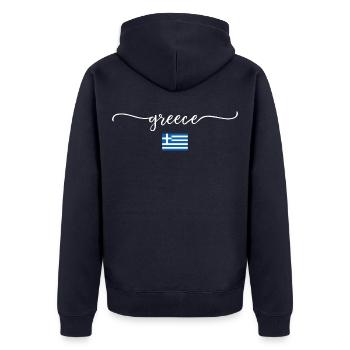 Grèce Vacances Design avec Chemise Drapeau - Veste à capuche bio Premium Unisexe - bleu marine - Dos - Nico (187cm)
