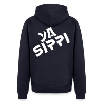 Ya Sippi - Unisex Premium Bio Zip Hoodie - Navy - Hinten - Nico (187cm)