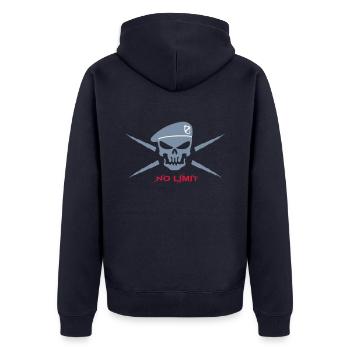Tete de mort beret 2 - Veste à capuche bio Premium Unisexe - bleu marine - Dos - Nico (187cm)