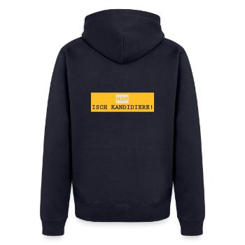 HSP_Isch kandidiere - Unisex Premium Bio Zip Hoodie - Navy - Hinten - Nico (187cm)