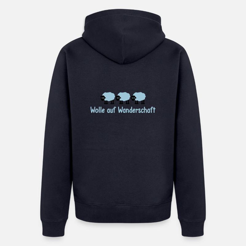 Wolle auf Wanderschaft Schafe Schäfchen Lämmer süß - Unisex Premium Bio Zip Hoodie - Navy