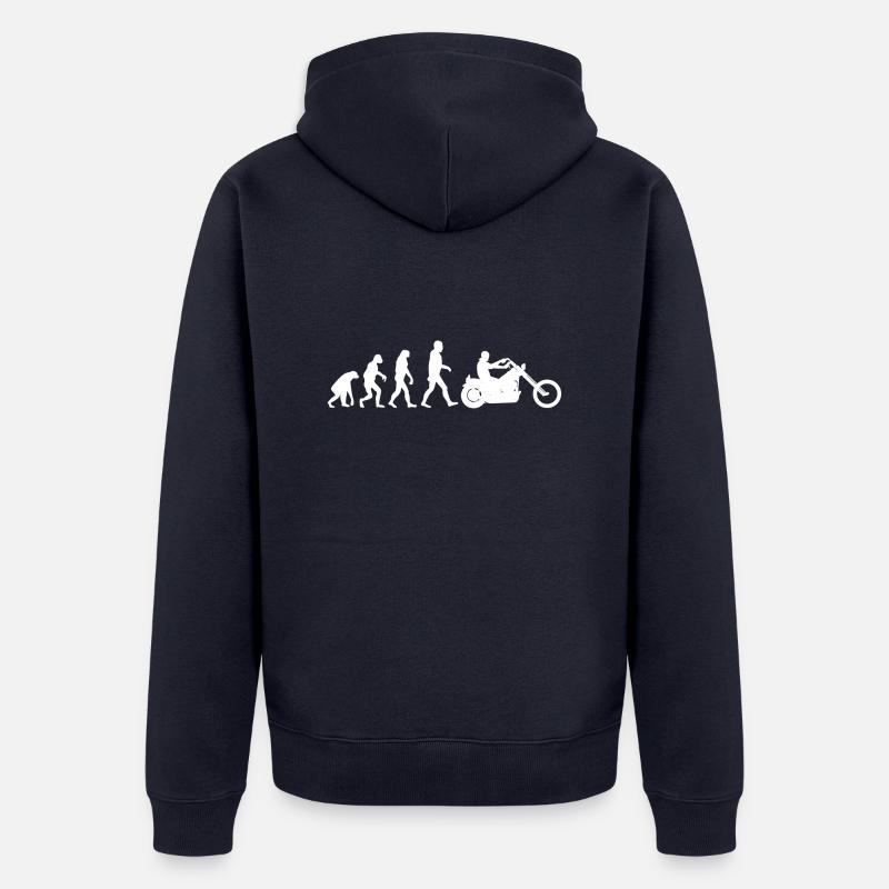 Biker Evolution Chopper - Unisex Premium Bio Zip Hoodie - Navy