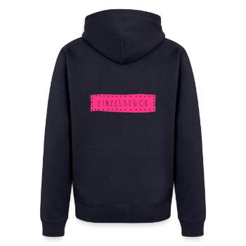 Einzelstück - Unisex Premium Bio Zip Hoodie - Navy - Hinten - Nico (187cm)