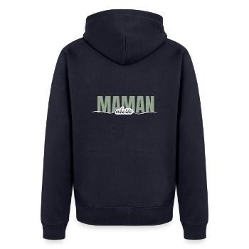 Mama Liebling - Mama Geschenk - Unisex Premium Bio Zip Hoodie - Navy - Hinten - Nico (187cm)