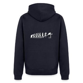 Hurdles Athletics Hurdler Evolution - Unisex Premium Organic Zip Hoodie - navy - Back - Nico (187cm)