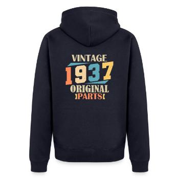 Mois 1937. Cadeau d'anniversaire 1937. 87 ans Birt - Veste à capuche bio Premium Unisexe - bleu marine - Dos - Nico (187cm)