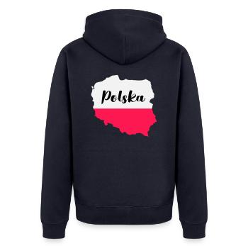 Pologne Polska - Veste à capuche bio Premium Unisexe - bleu marine - Dos - Nico (187cm)
