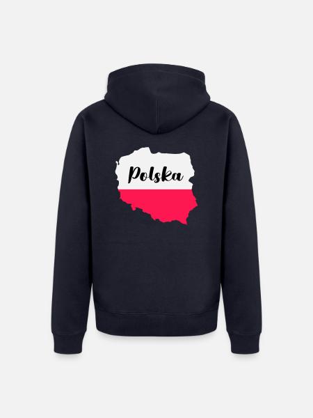Poland Polska - Unisex Premium Organic Zip Hoodie - navy