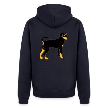pinscher hund - Unisex Premium Bio Zip Hoodie - Navy - Hinten - Nico (187cm)