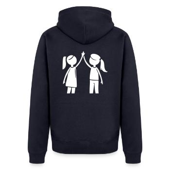 Freundschaft Mädels Beste Freundin - Unisex Premium Bio Zip Hoodie - Navy - Hinten - Nico (187cm)