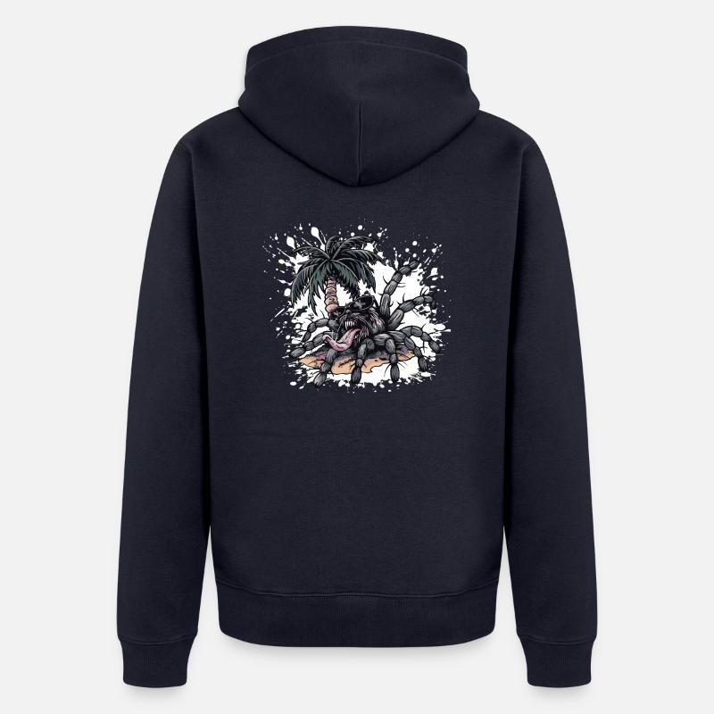 Palmier de l’île Tarentule - Veste à capuche bio Premium Unisexe - bleu marine