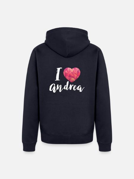 I love Andrea - Unisex Premium Bio Zip Hoodie - Navy