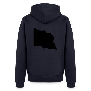 trzepotanie Flag Polska Wiatr Poland Polen - Unisex Premium Bio Zip Hoodie - Navy - Hinten - Nico (187cm)