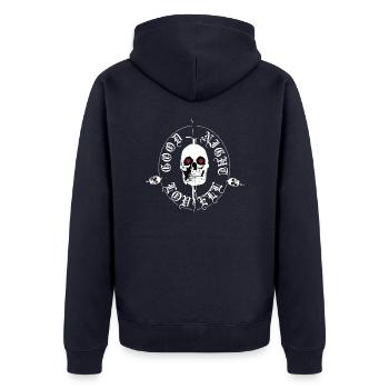 Night Lovell skull - Unisex Premium Bio Zip Hoodie - Navy - Hinten - Nico (187cm)