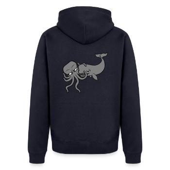 Octopus Whale 2 Combattre Monstre des profondeurs Monstre marin - Veste à capuche bio Premium Unisexe - bleu marine - Dos - Nico (187cm)
