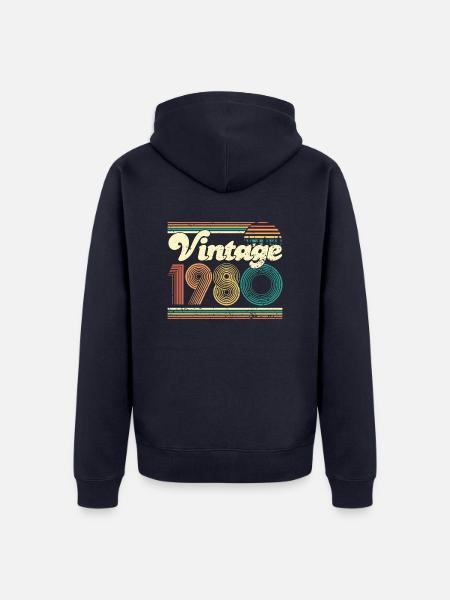 Vintage 1980 40. Geburtstag Vierzig Jahre Geschenk - Unisex Premium Bio Zip Hoodie - Navy