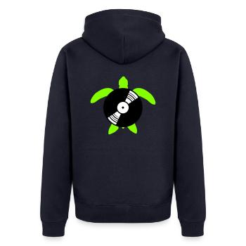 Water Turtle Vinyl Record Music DJ Club - Unisex Premium Organic Zip Hoodie - navy - Back - Nico (187cm)