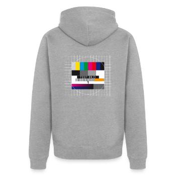 Testbild Fernsehen Bildschirm Sendeschluss Display - Unisex Premium Bio Zip Hoodie - Grau meliert - Hinten - Nico (187cm)