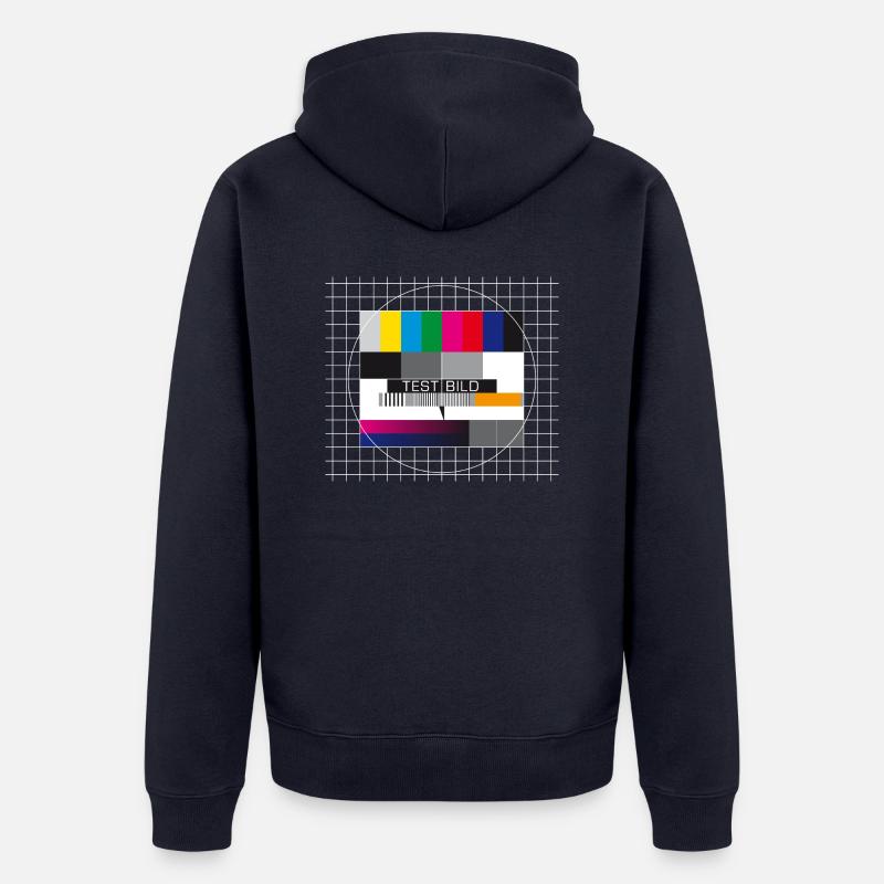 Testbild Fernsehen Bildschirm Sendeschluss Display - Unisex Premium Bio Zip Hoodie - Navy