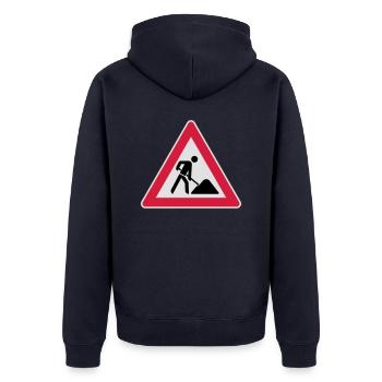 Baustelle - Unisex Premium Bio Zip Hoodie - Navy - Hinten - Nico (187cm)
