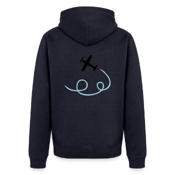 Flugzeug - Unisex Premium Bio Zip Hoodie - Navy - Hinten - Nico (187cm)