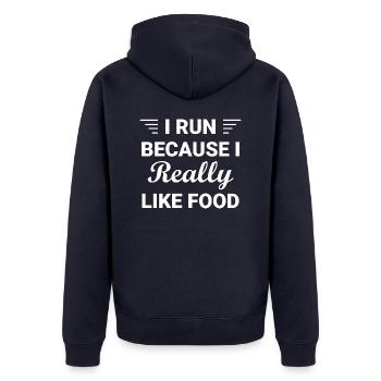 Triathlon Swim Bike Run Marathon - Unisex Premium Bio Zip Hoodie - Navy - Hinten - Nico (187cm)