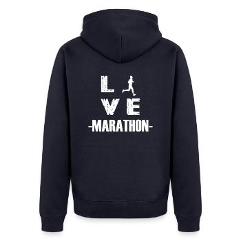 Biking Running Marathon Triathlon Bike - Unisex Premium Organic Zip Hoodie - navy - Back - Nico (187cm)