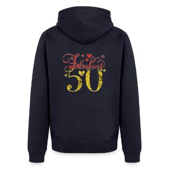 50th Birthday vintage retro Born in 1973 Birthday - Unisex Premium Organic Zip Hoodie - navy - Back - Nico (187cm)