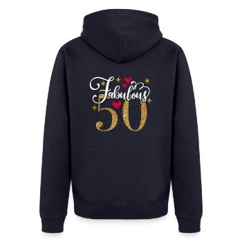 50th Birthday vintage retro Born in 1973 Birthday - Unisex Premium Organic Zip Hoodie - navy - Back - Nico (187cm)