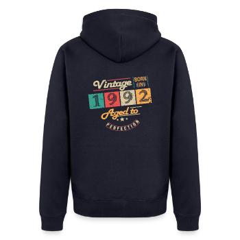 Original 1992 Vintage - 1992 Birthday Gift - Unisex Premium Organic Zip Hoodie - navy - Back - Nico (187cm)