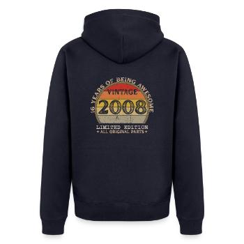 Jahrgang 2008 - Jahrgang 2008 Retro Geburtstag - Unisex Premium Bio Zip Hoodie - Navy - Hinten - Nico (187cm)