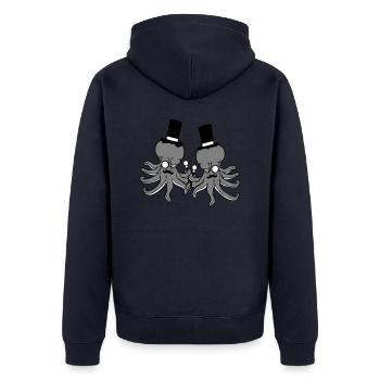 2 Kraken Mr. Sir Hat Monocle Glasses Rich Friends - Unisex Premium Organic Zip Hoodie - navy - Back - Nico (187cm)