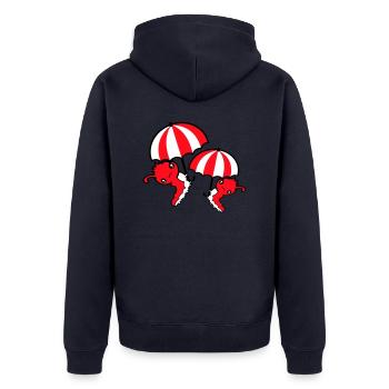 2 Fliegende Raupen Regenschirm Team Freunde Urlaub - Unisex Premium Bio Zip Hoodie - Navy - Hinten - Nico (187cm)