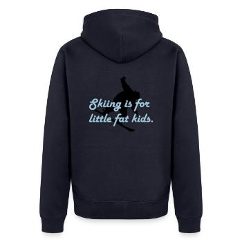Skiing is for little fat kids - Unisex Premium Bio Zip Hoodie - Navy - Hinten - Nico (187cm)