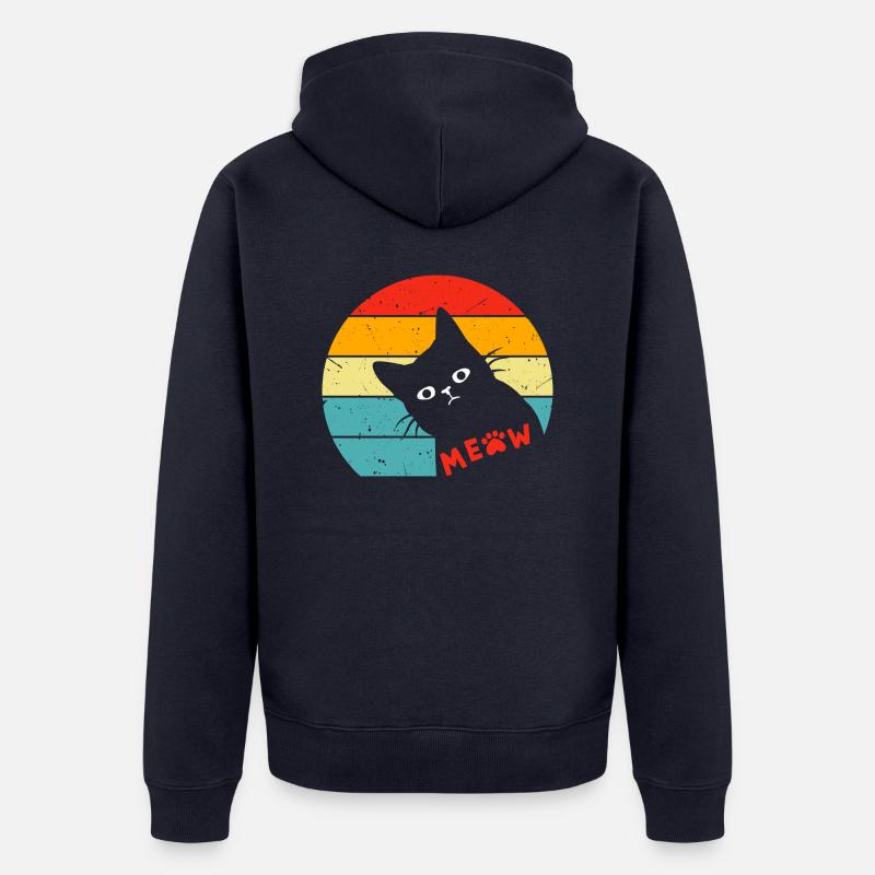 Chat noir rétro 3 - Veste à capuche bio Premium Unisexe - bleu marine