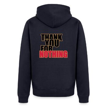 Thank You For Nothing - Unisex Premium Organic Zip Hoodie - navy - Back - Nico (187cm)
