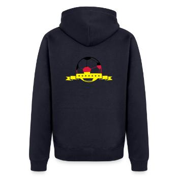 fussball deutschland - Unisex Premium Bio Zip Hoodie - Navy - Hinten - Nico (187cm)