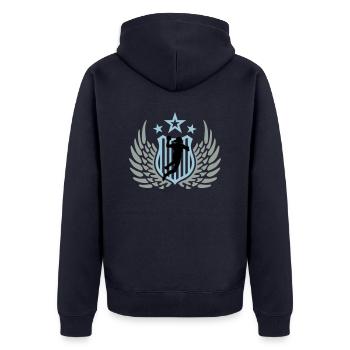 handballerin_f_3c - Unisex Premium Bio Zip Hoodie - Navy - Hinten - Nico (187cm)